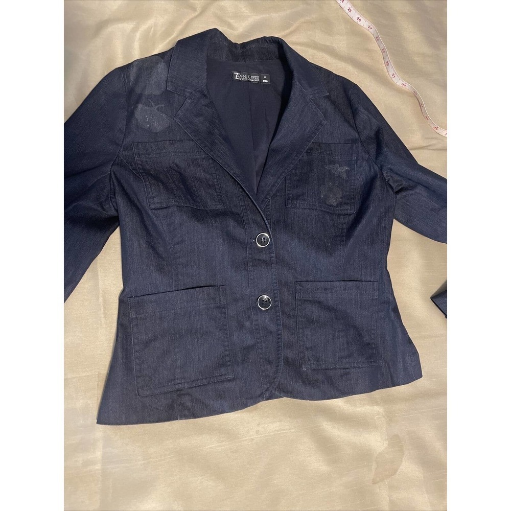 7th Avenue Design Studio New York & Co Blazer Jacket Women's Size M Blue Lined - Picture 10 of 12